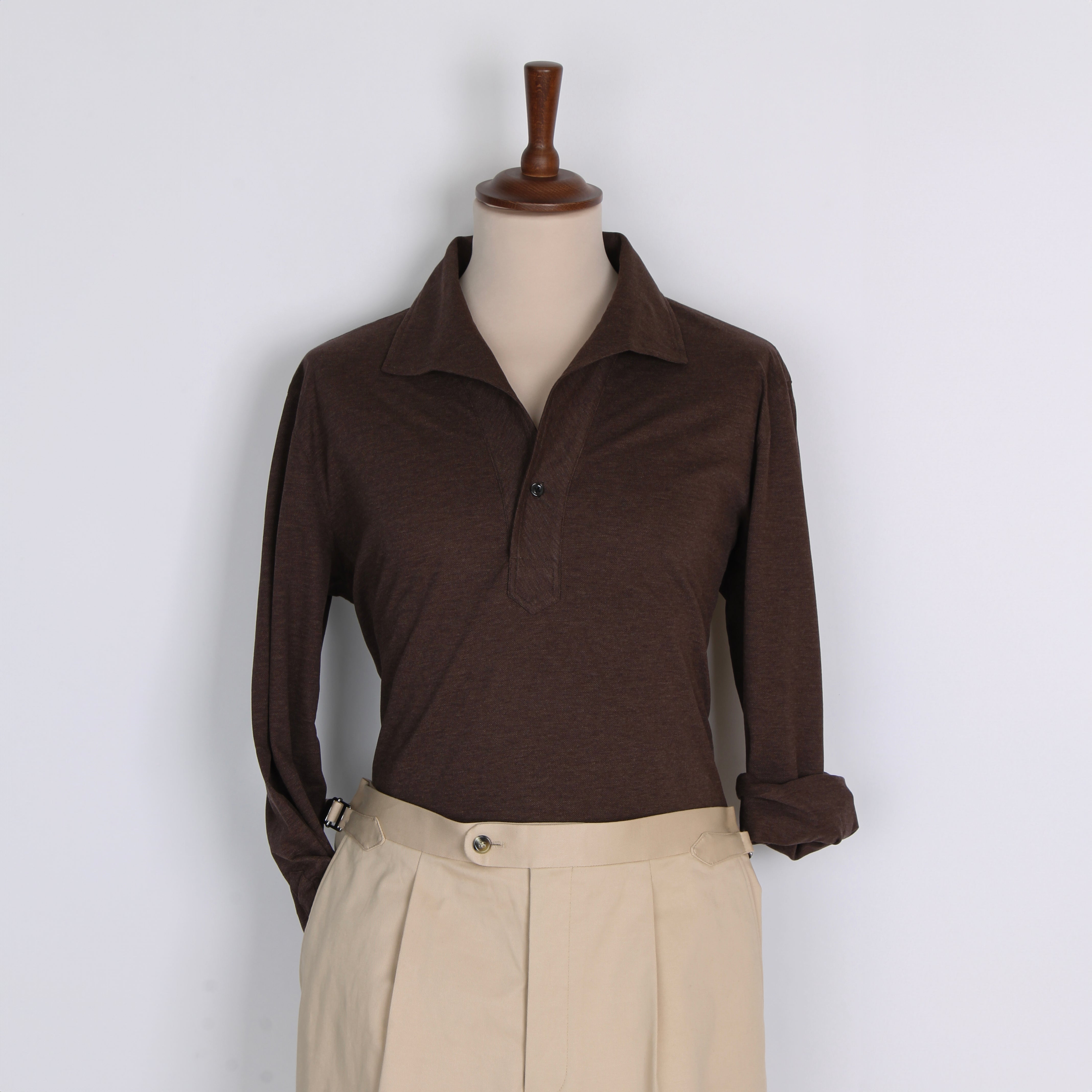One Piece Collar Polo Shirt - Brown Suw Studios One Piece Collar Polo Shirt - Brown Suw Studios