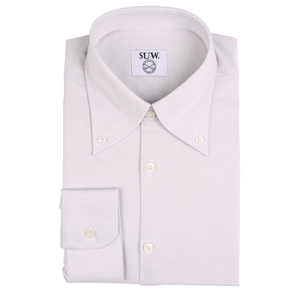 Button Down Shirt - Off White Herringbone