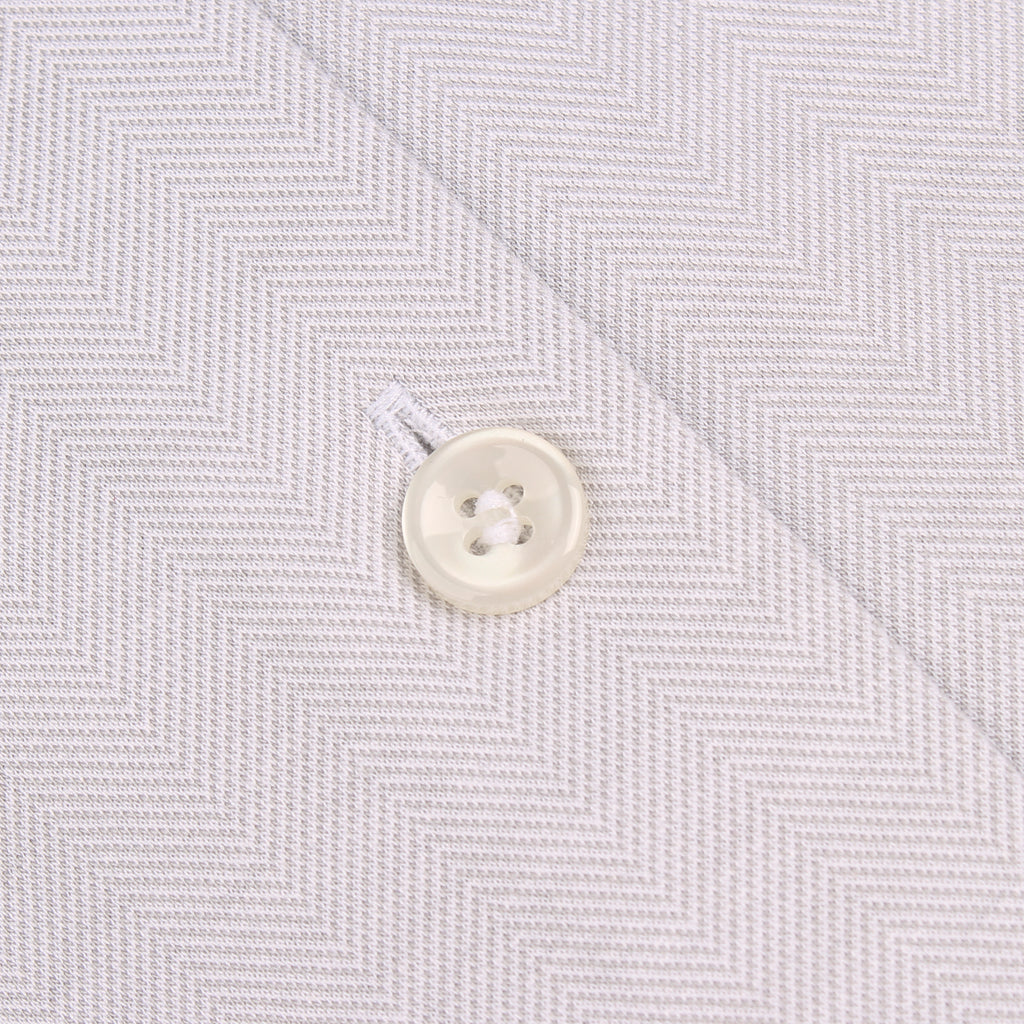 Button Down Shirt - Off White Herringbone