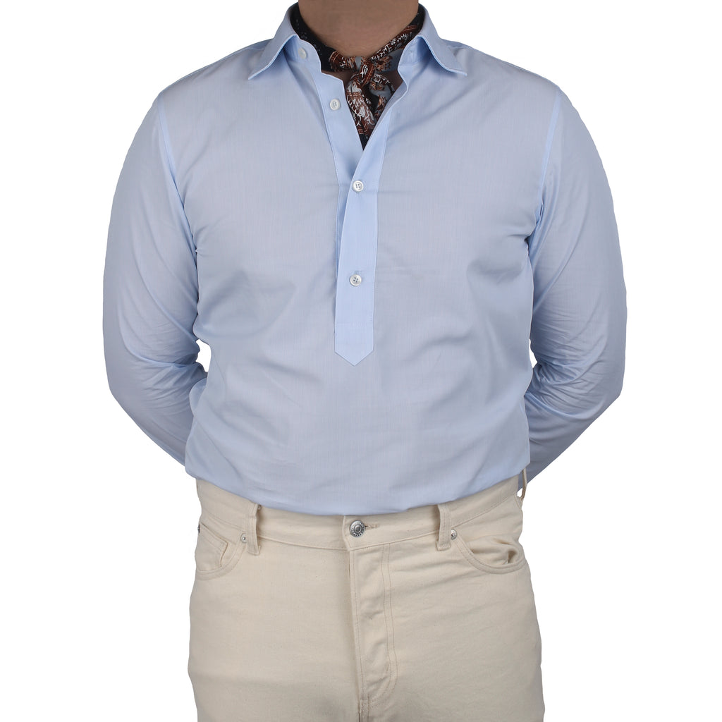 Popover Shirt - Light blue Stripes - Essentials