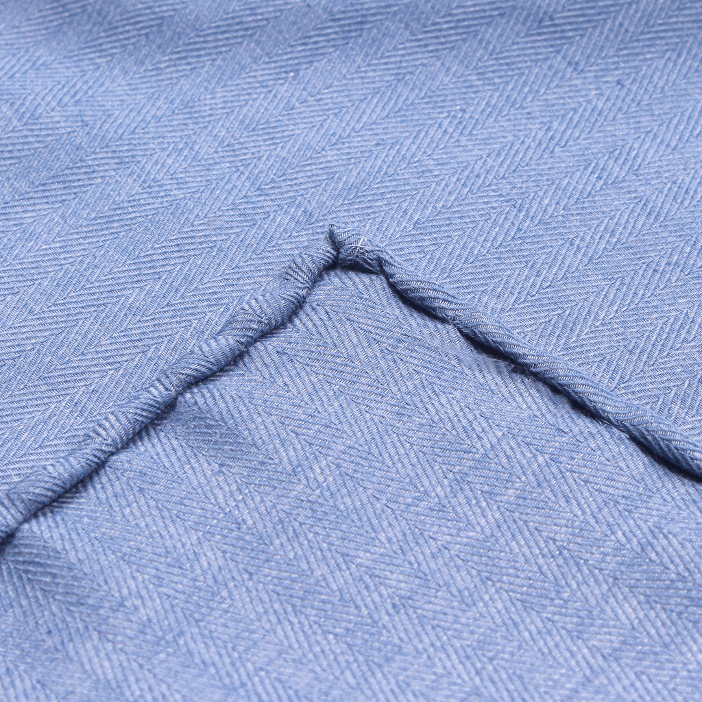 Pocket Square - Light Blue Herringbone