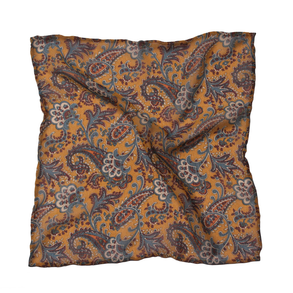 Pocket Square - Spicy Mustard Paisley