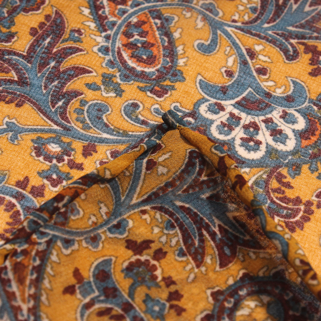 Pocket Square - Spicy Mustard Paisley