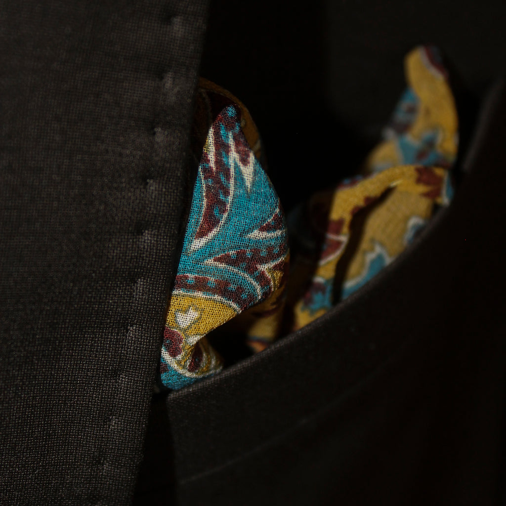 Pocket Square - Spicy Mustard Paisley